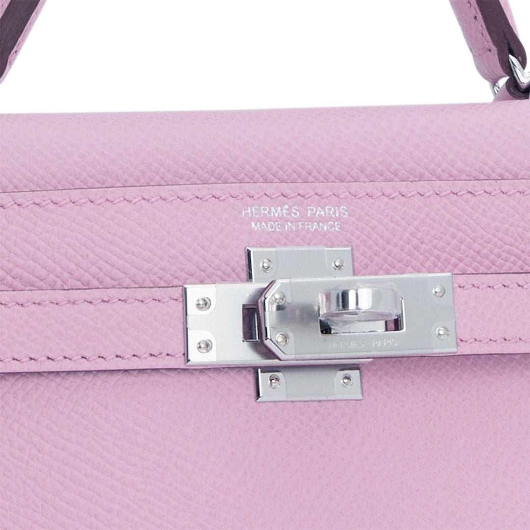 Hermes Kelly 20 Sellier Mauve Sylvestre Epsom Palladium Hardware