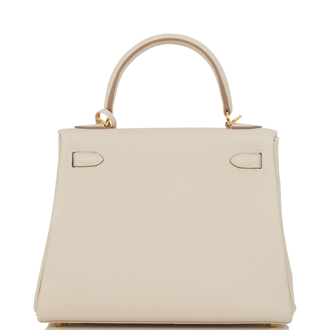 Hermes Kelly 25 Retourne Craie Togo Gold Hardware