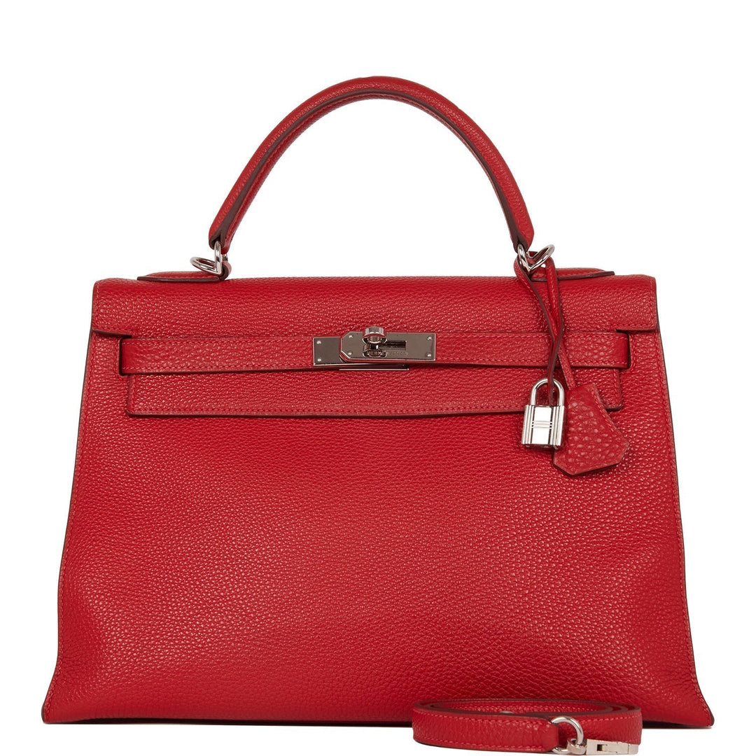 Hermes Kelly 32 Mou Vermillion Togo Palladium Hardware