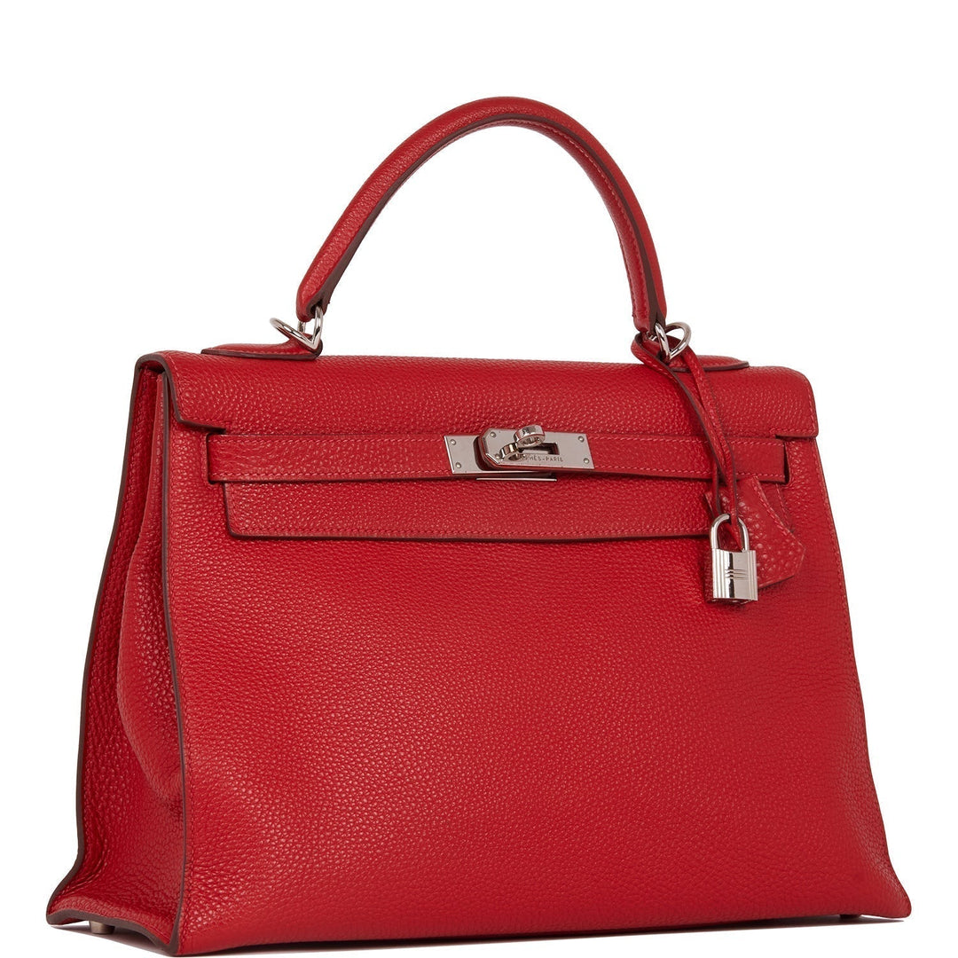 Hermes Kelly 32 Mou Vermillion Togo Palladium Hardware