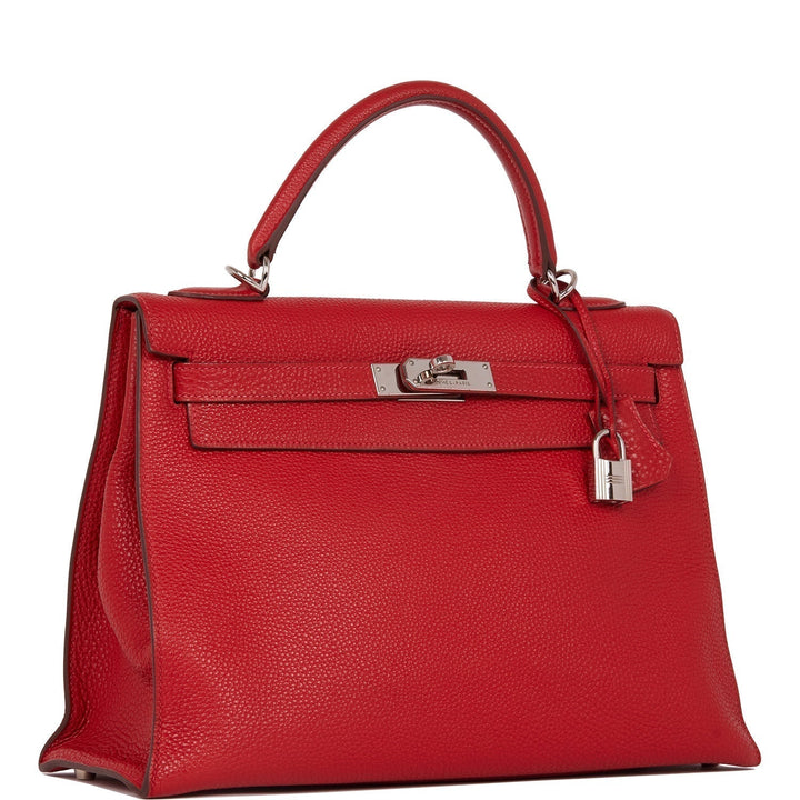 Hermes Kelly 32 Mou Vermillion Togo Palladium Hardware