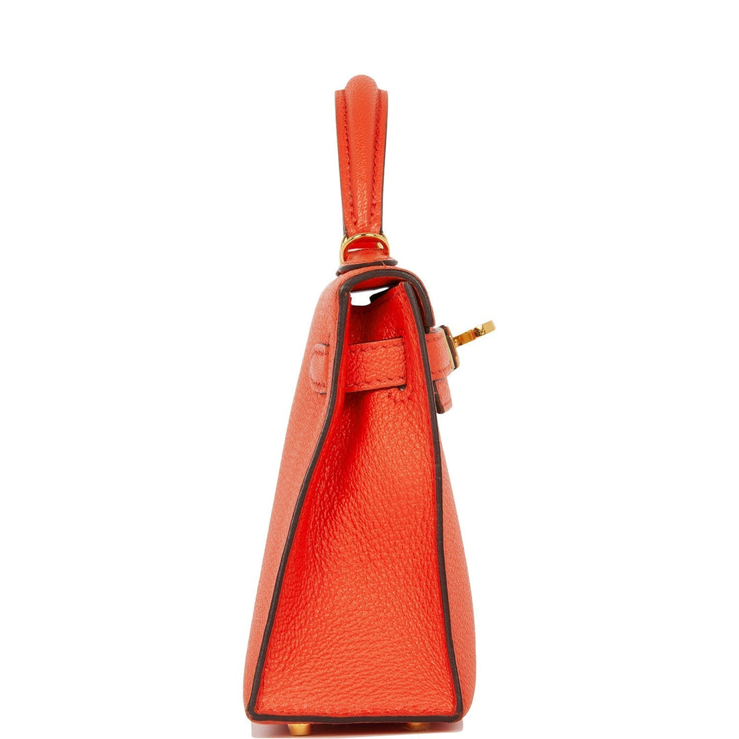 Hermes Kelly 20 Sellier Feu Chevre Gold Hardware