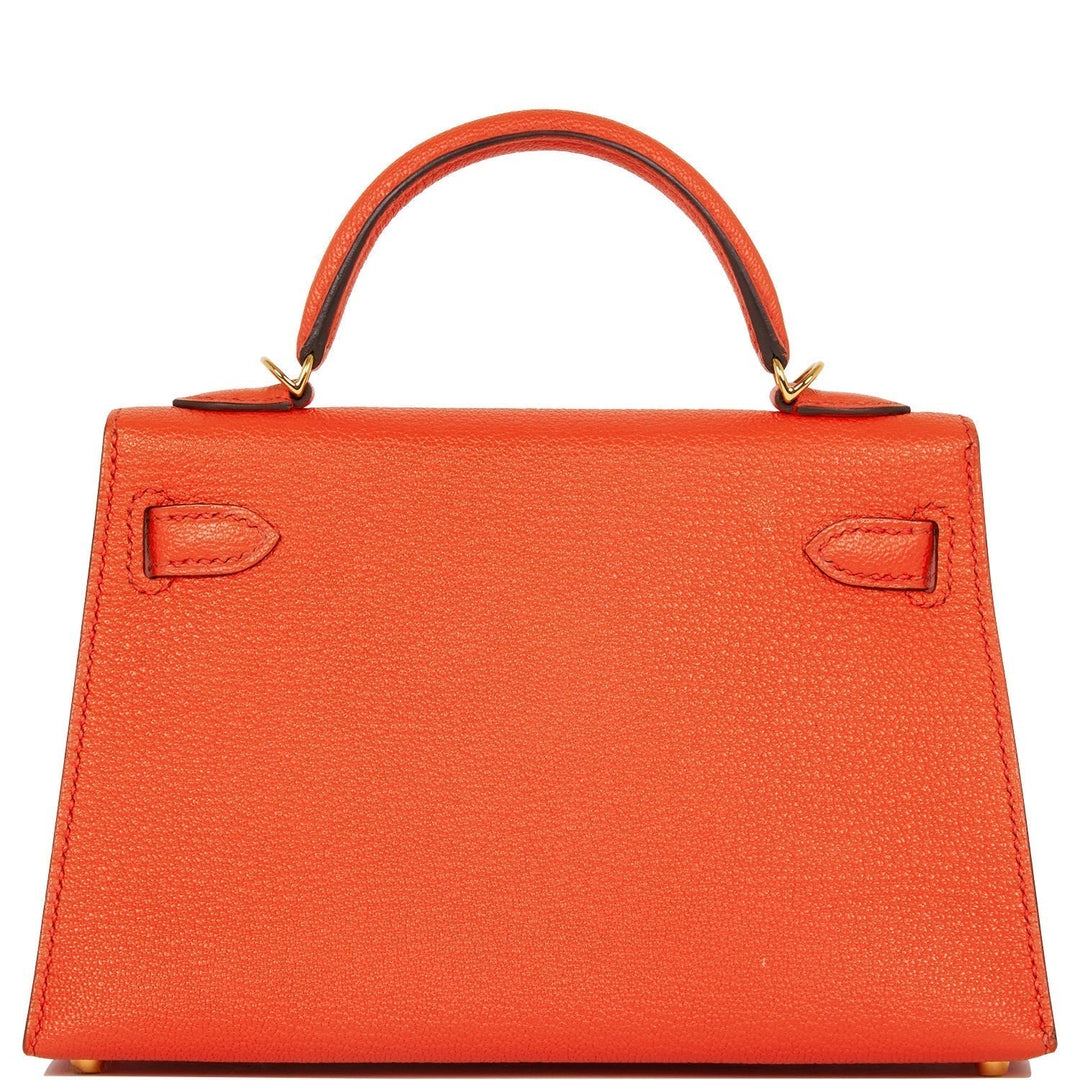 Hermes Kelly 20 Sellier Feu Chevre Gold Hardware