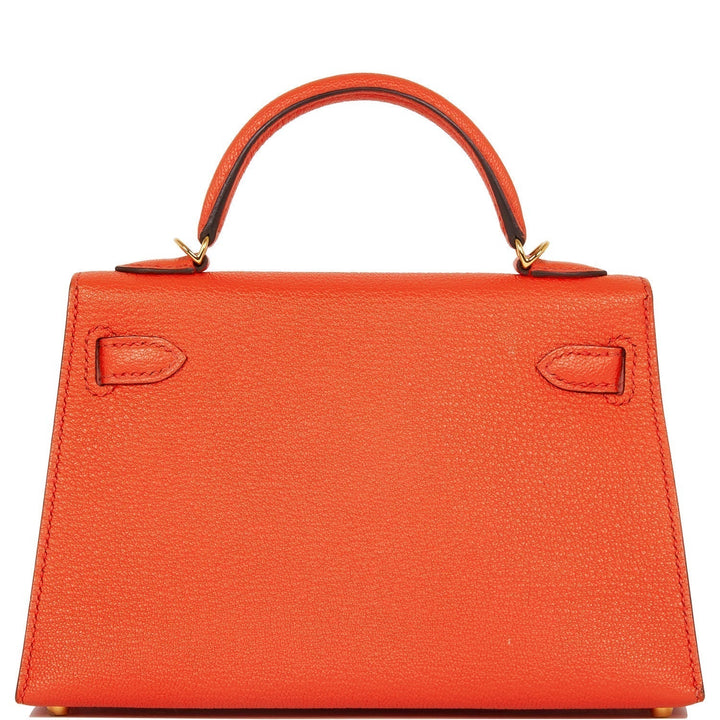 Hermes Kelly 20 Sellier Feu Chevre Gold Hardware