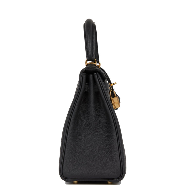 Top quality Hermes Kelly Retourne 25 Black Togo Gold Hardware