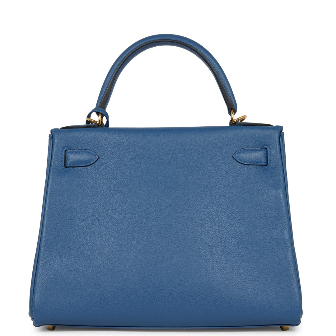 Hermes Kelly 28 Retourne Bleu Agate Evercolor Gold Hardware