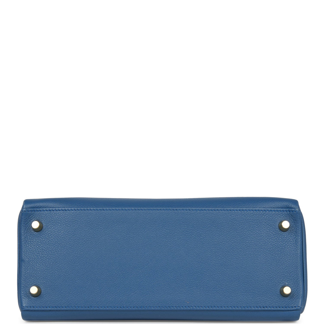 Hermes Kelly 28 Retourne Bleu Agate Evercolor Gold Hardware