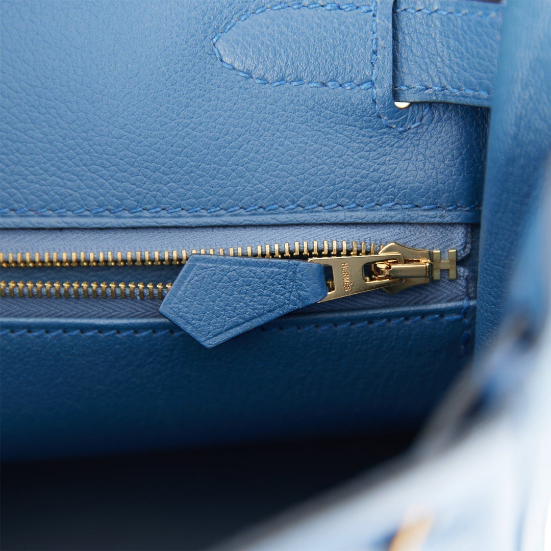 Hermes Kelly 28 Retourne Bleu Agate Evercolor Gold Hardware