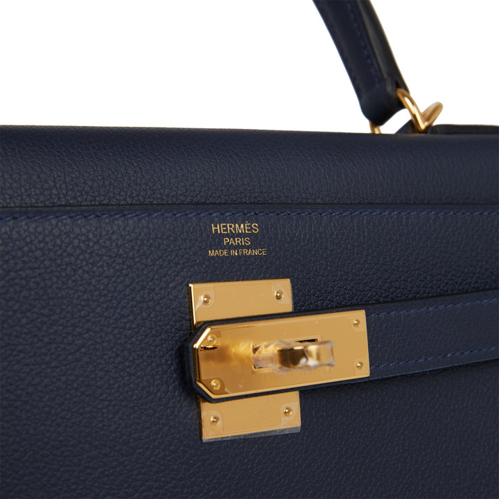 Hermes Kelly 28 Retourne Bleu Nuit Evercolor Gold Hardware