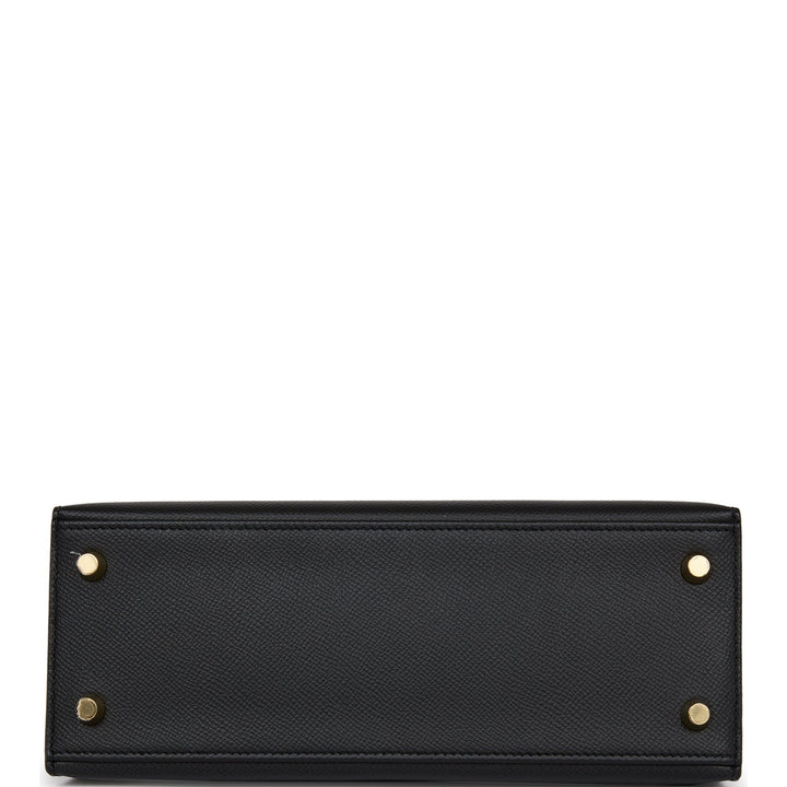 Hermes Kelly 25 Sellier Black Epsom Gold Hardware