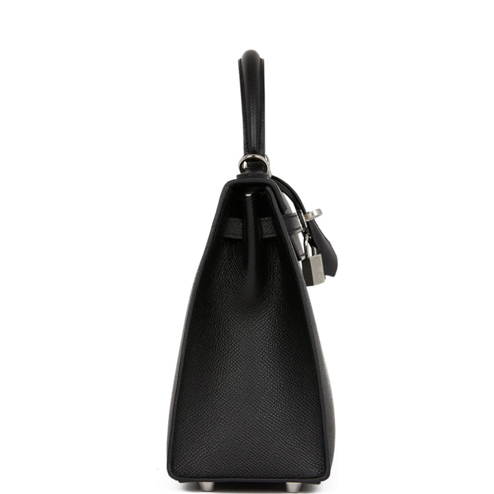Hermes Kelly 25 Sellier Black Epsom Palladium Hardware