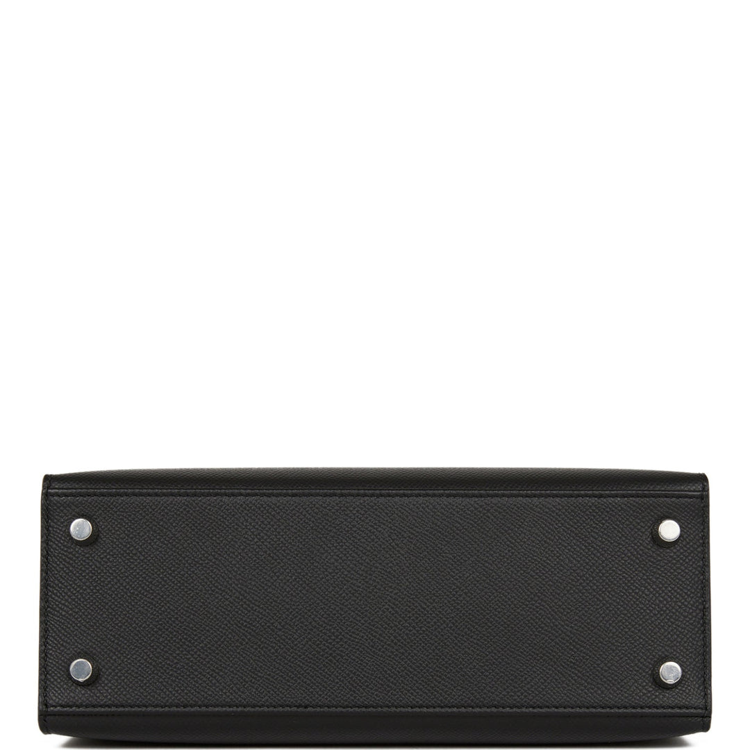 Hermes Kelly 25 Sellier Black Epsom Palladium Hardware