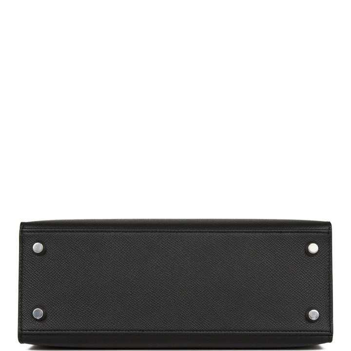 Hermes Kelly 25 Sellier Black Epsom Palladium Hardware
