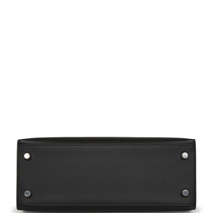 Hermes Kelly 25 Sellier Black Epsom Palladium Hardware