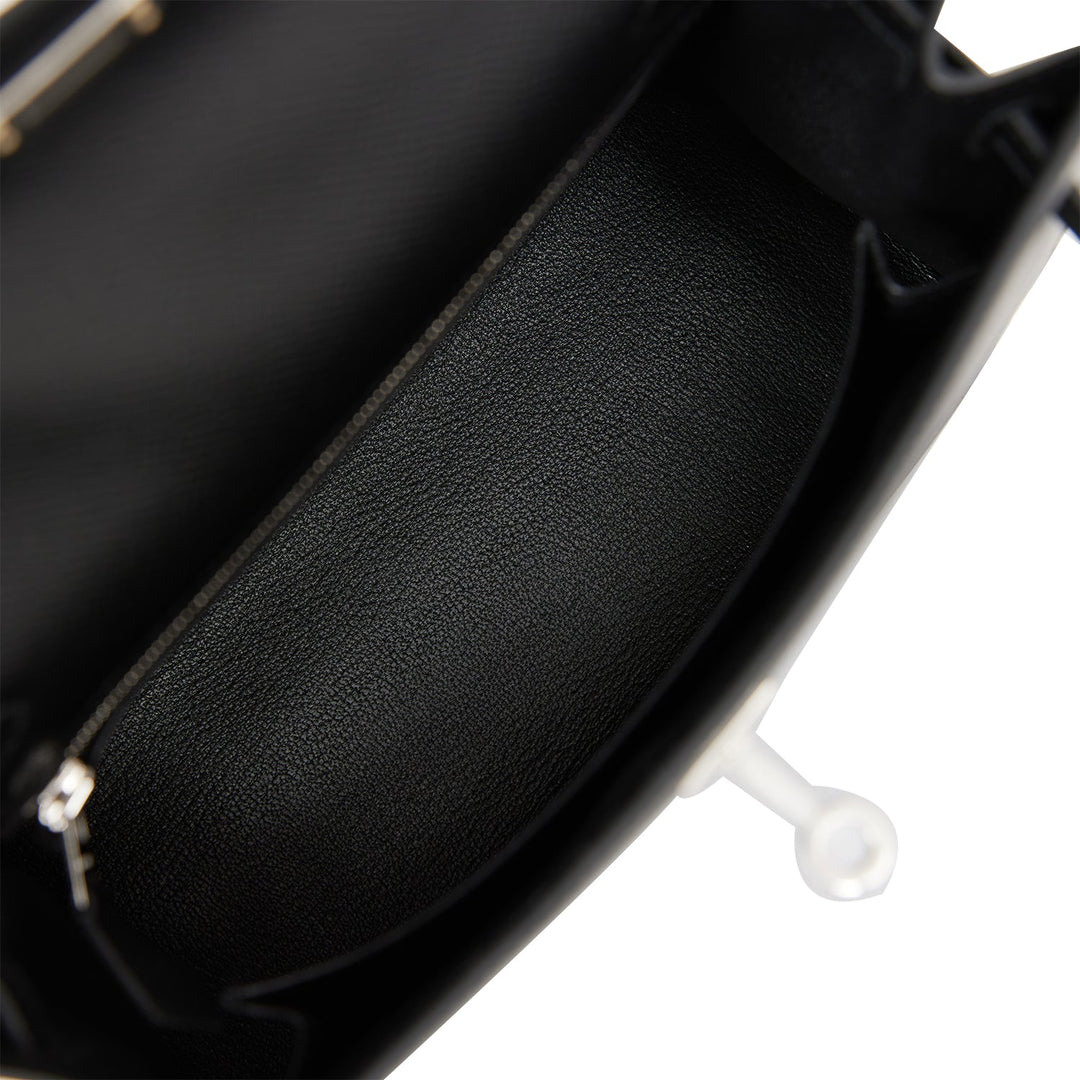 Hermes Kelly 25 Sellier Black Epsom Palladium Hardware