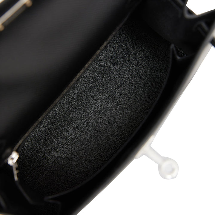 Hermes Kelly 25 Sellier Black Epsom Palladium Hardware
