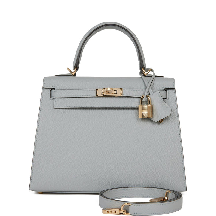 Top quality Hermes Special Order (HSS) Kelly Sellier 25 Bleu Glacier Verso Epsom Permabrass Hardware