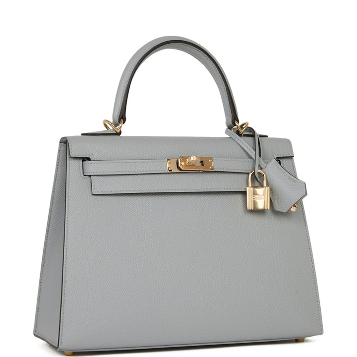 Top quality Hermes Special Order (HSS) Kelly Sellier 25 Bleu Glacier Verso Epsom Permabrass Hardware