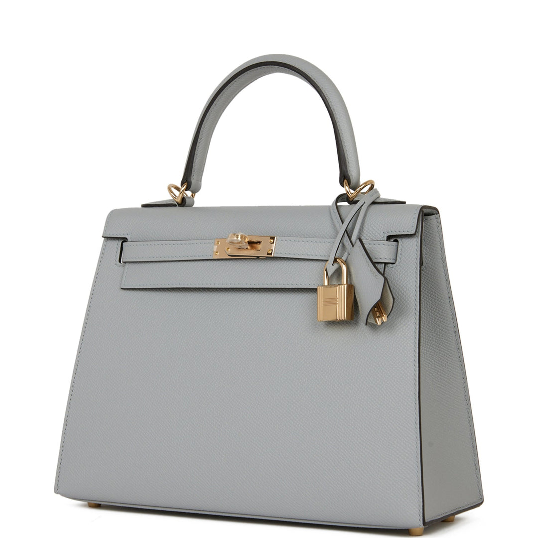 Top quality Hermes Special Order (HSS) Kelly Sellier 25 Bleu Glacier Verso Epsom Permabrass Hardware