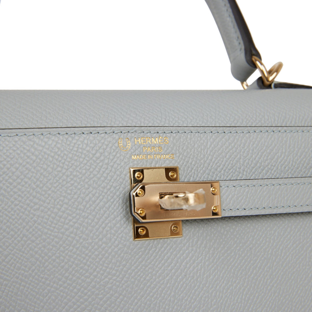 Top quality Hermes Special Order (HSS) Kelly Sellier 25 Bleu Glacier Verso Epsom Permabrass Hardware