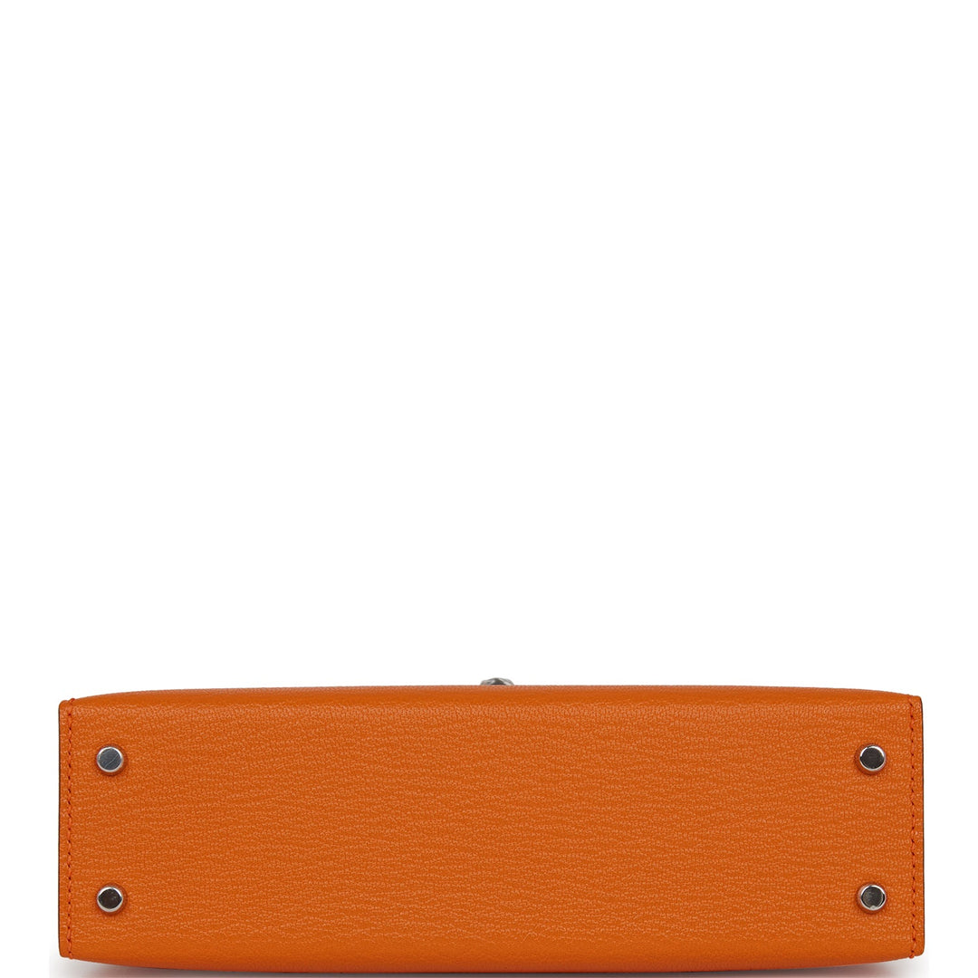 Hermes Kelly 20 Sellier Orange Verso Chèvre Palladium Hardware