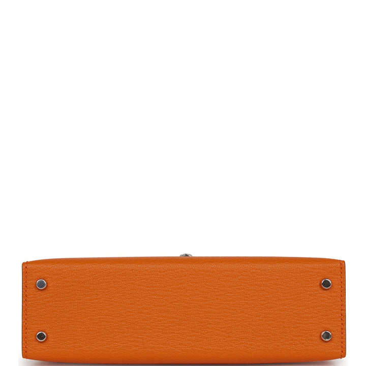 Hermes Kelly 20 Sellier Orange Verso Chèvre Palladium Hardware