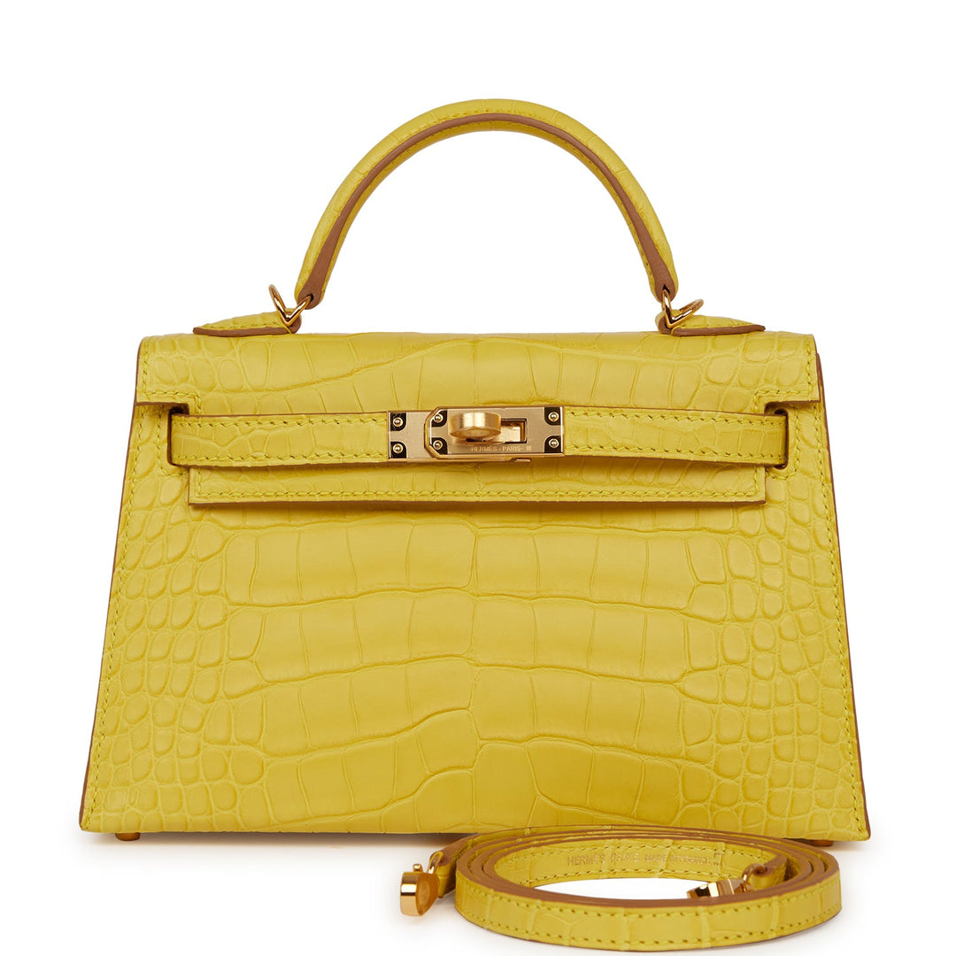 Hermes Kelly 20 Sellier Mimosa Matte Alligator Gold Hardware