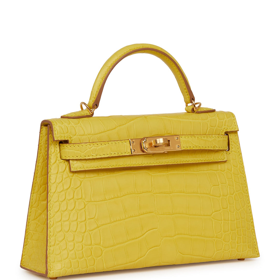 Hermes Kelly 20 Sellier Mimosa Matte Alligator Gold Hardware