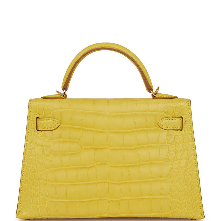 Hermes Kelly 20 Sellier Mimosa Matte Alligator Gold Hardware