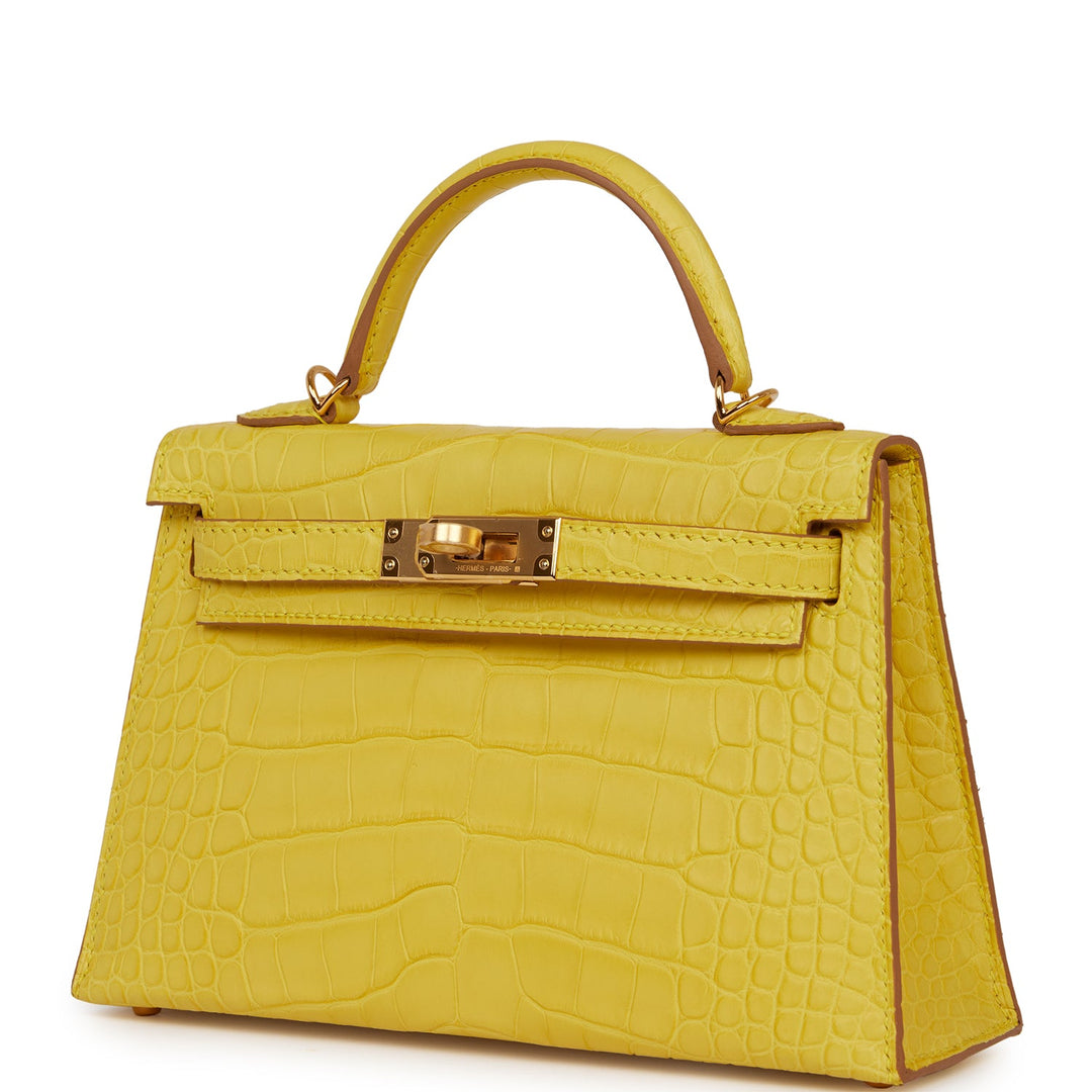 Hermes Kelly 20 Sellier Mimosa Matte Alligator Gold Hardware