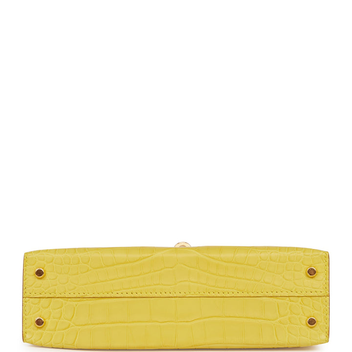 Hermes Kelly 20 Sellier Mimosa Matte Alligator Gold Hardware
