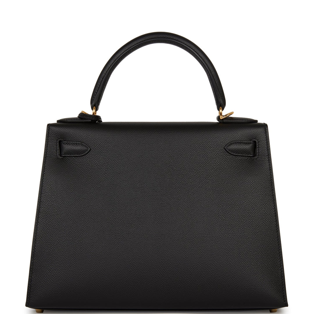 Hermes Kelly 28 Sellier Black Epsom Gold Hardware