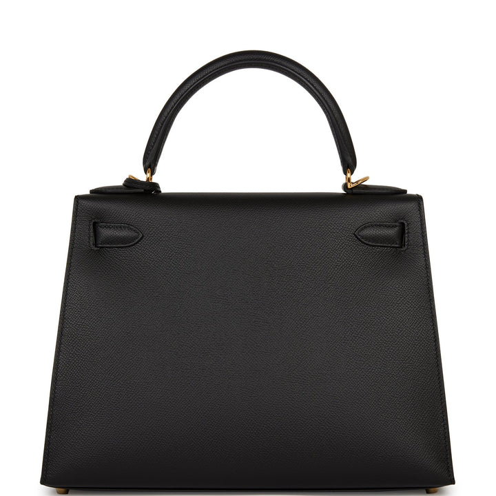 Hermes Kelly 28 Sellier Black Epsom Gold Hardware