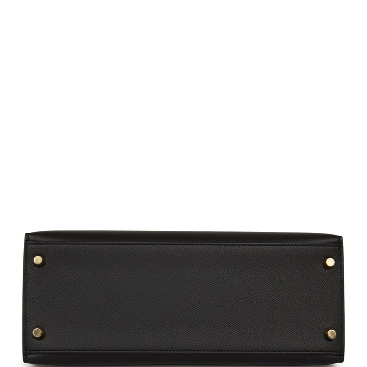 Hermes Kelly 28 Sellier Black Epsom Gold Hardware