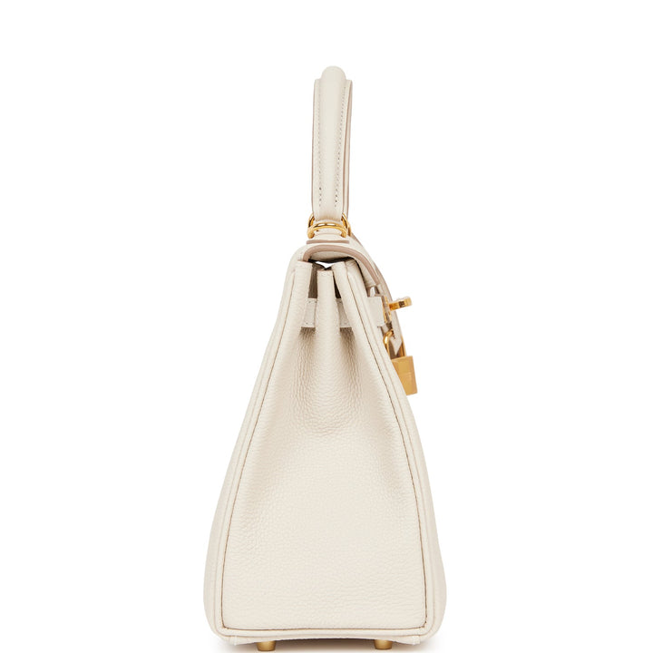 Hermes Kelly 25 Retourne Craie Togo Gold Hardware