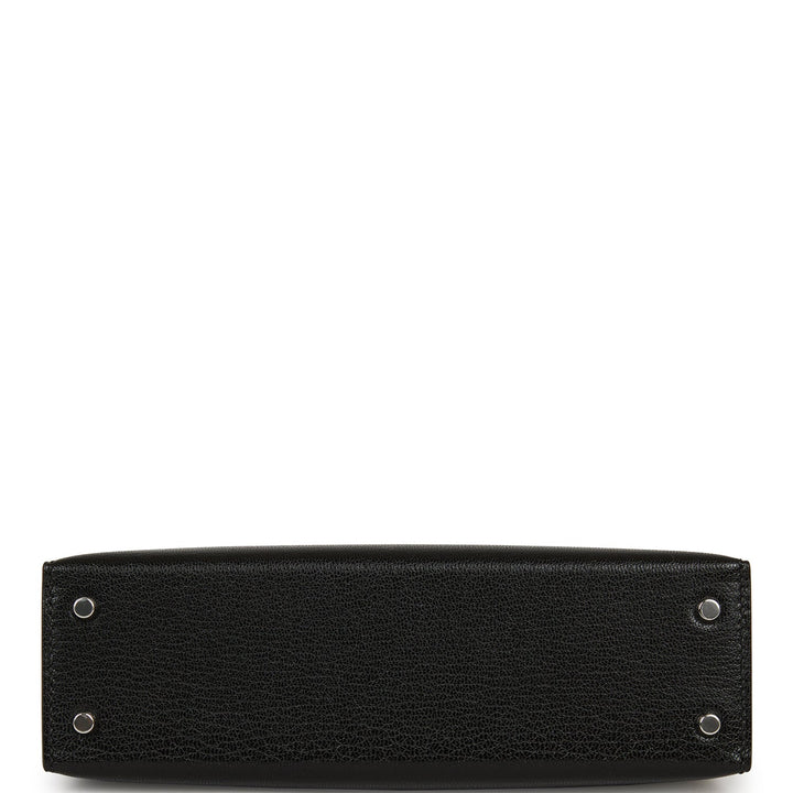 Hermes Kelly 20 Sellier Black Chevre Chamkila Palladium Hardware