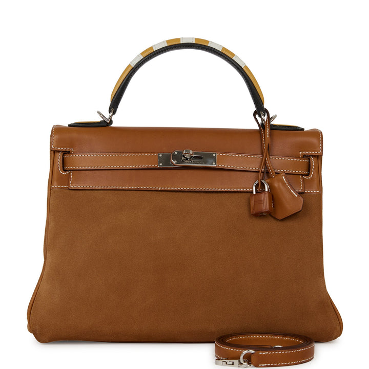 Hermes Grizzly Kelly Retourne 32 Fauve Au Galop Barenia Palladium Hardware