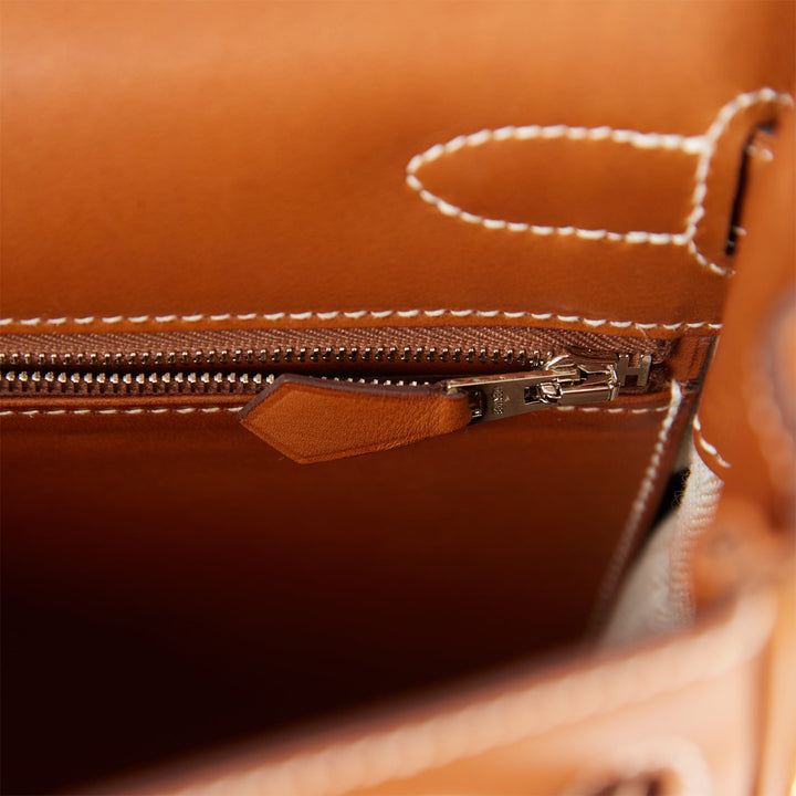 Hermes Grizzly Kelly Retourne 32 Fauve Au Galop Barenia Palladium Hardware