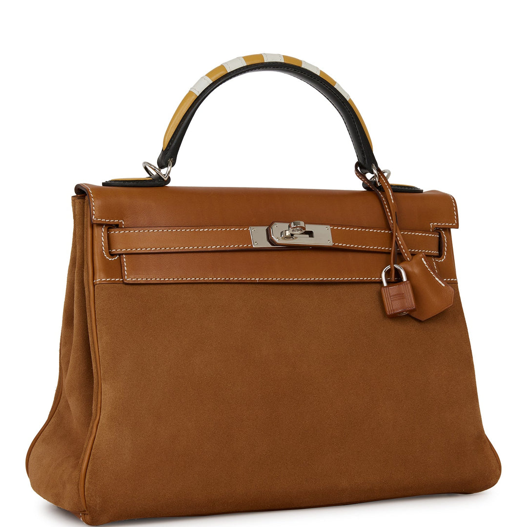 Hermes Grizzly Kelly Retourne 32 Fauve Au Galop Barenia Palladium Hardware