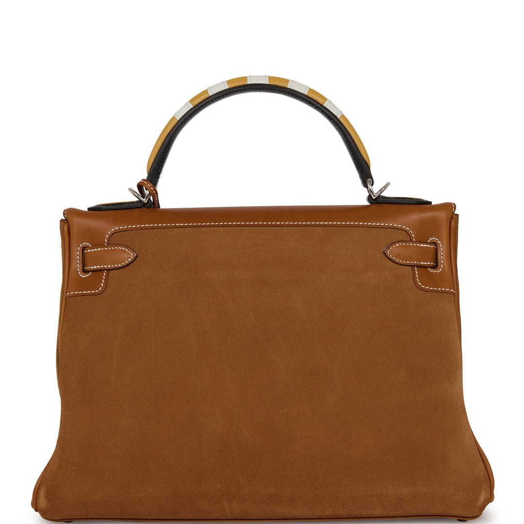 Hermes Grizzly Kelly Retourne 32 Fauve Au Galop Barenia Palladium Hardware