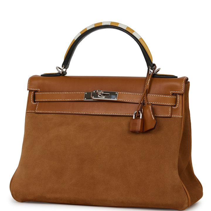 Hermes Grizzly Kelly Retourne 32 Fauve Au Galop Barenia Palladium Hardware