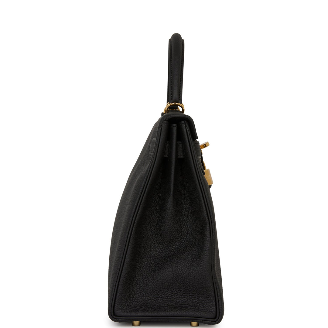 Hermes Kelly 32 Retourne Black Togo Gold Hardware