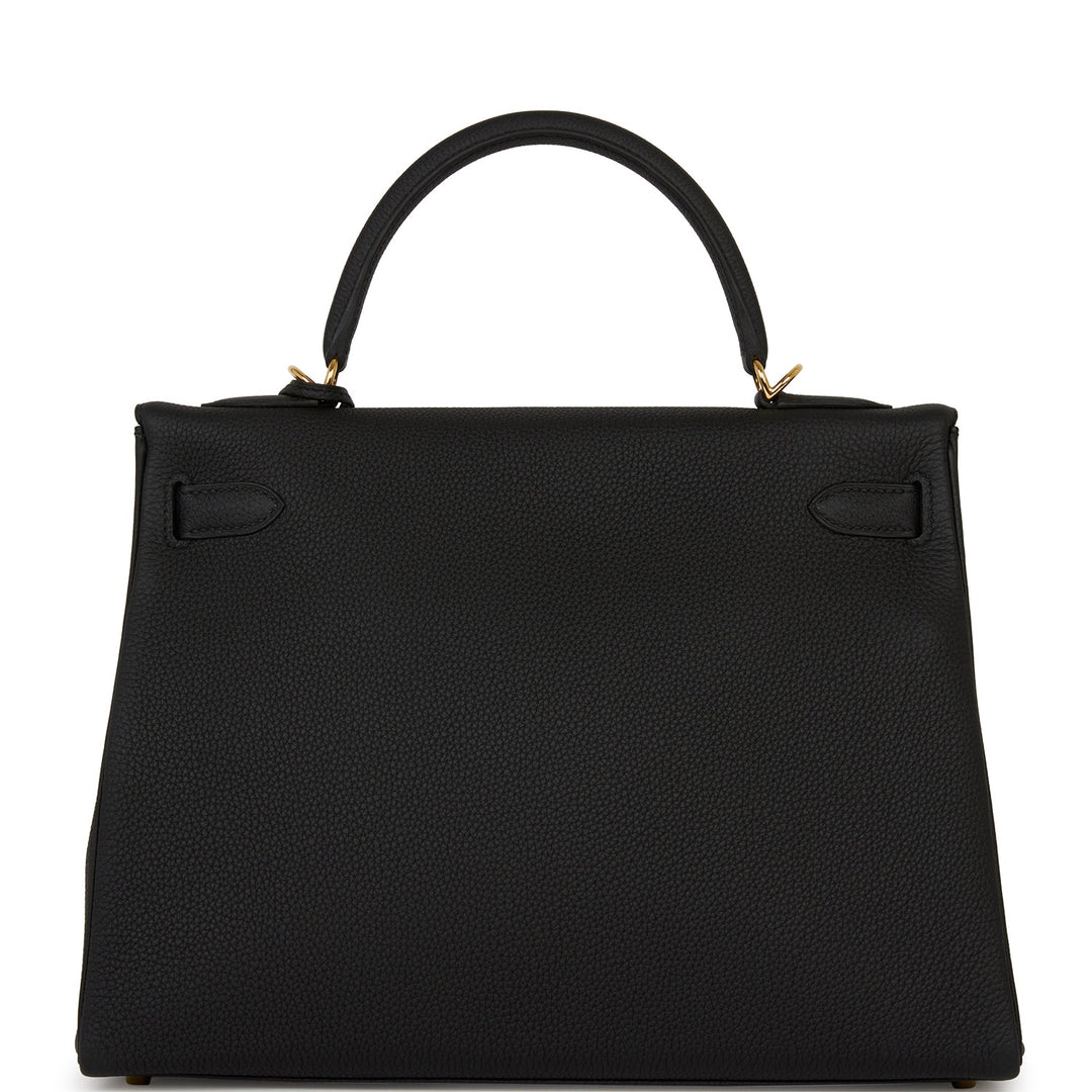 Hermes Kelly 32 Retourne Black Togo Gold Hardware