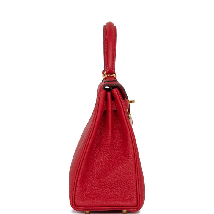Hermes Kelly 25 Retourne Rouge Casaque Togo Gold Hardware