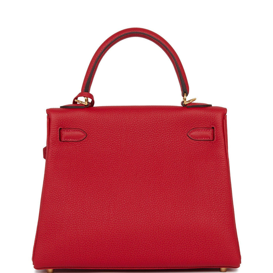 Hermes Kelly 25 Retourne Rouge Casaque Togo Gold Hardware