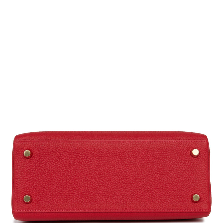 Hermes Kelly 25 Retourne Rouge Casaque Togo Gold Hardware