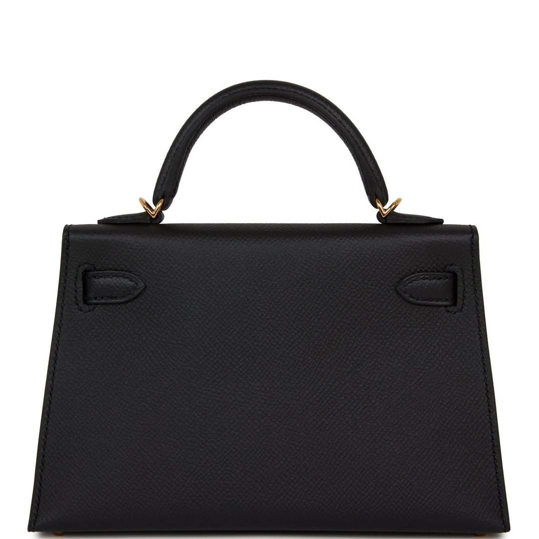 Hermes Kelly 20 Sellier Black Epsom Gold Hardware
