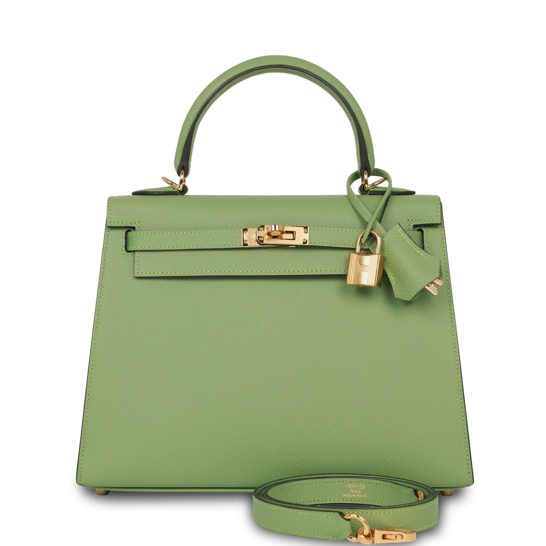 Hermes Kelly 25 Sellier Vert Criquet Epsom Gold Hardware