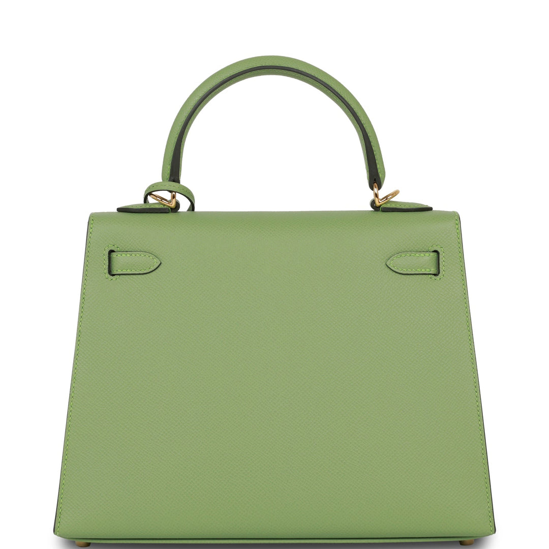 Hermes Kelly 25 Sellier Vert Criquet Epsom Gold Hardware