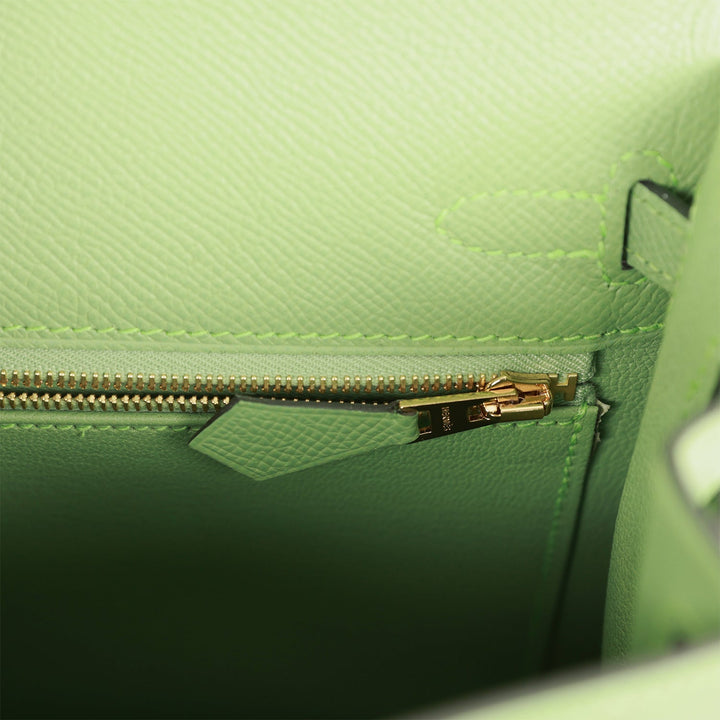 Hermes Kelly 25 Sellier Vert Criquet Epsom Gold Hardware